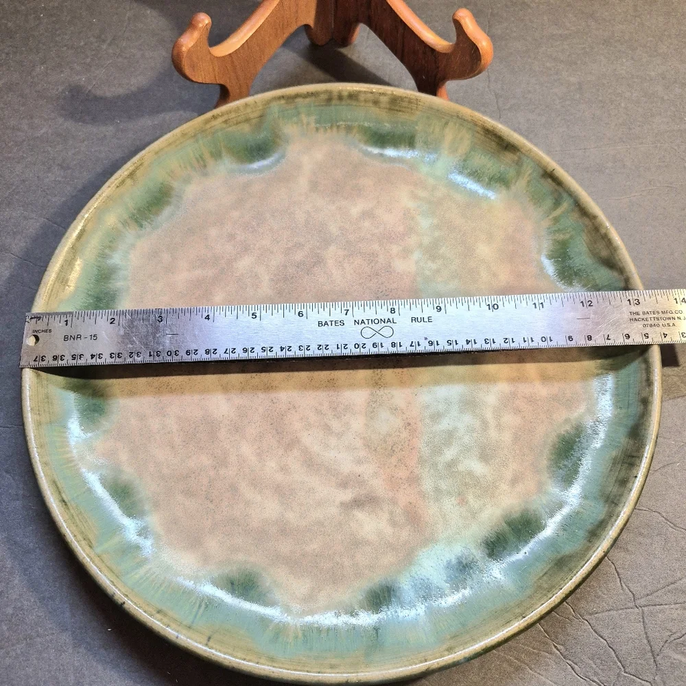 Vintage McCarty Pottery Jade And Nutmeg Round Platter 13+" Signed - Picture 6 of 8